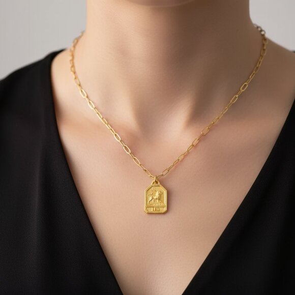 NWT Amano Studio Leo Zodiac Dog Tag Necklace - Made in USA - Picture 2 of 7